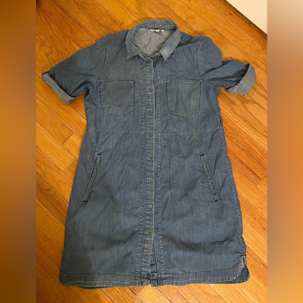 Calvin Klein lightweight Denim Dress Button Down with Pockets Women’s Large